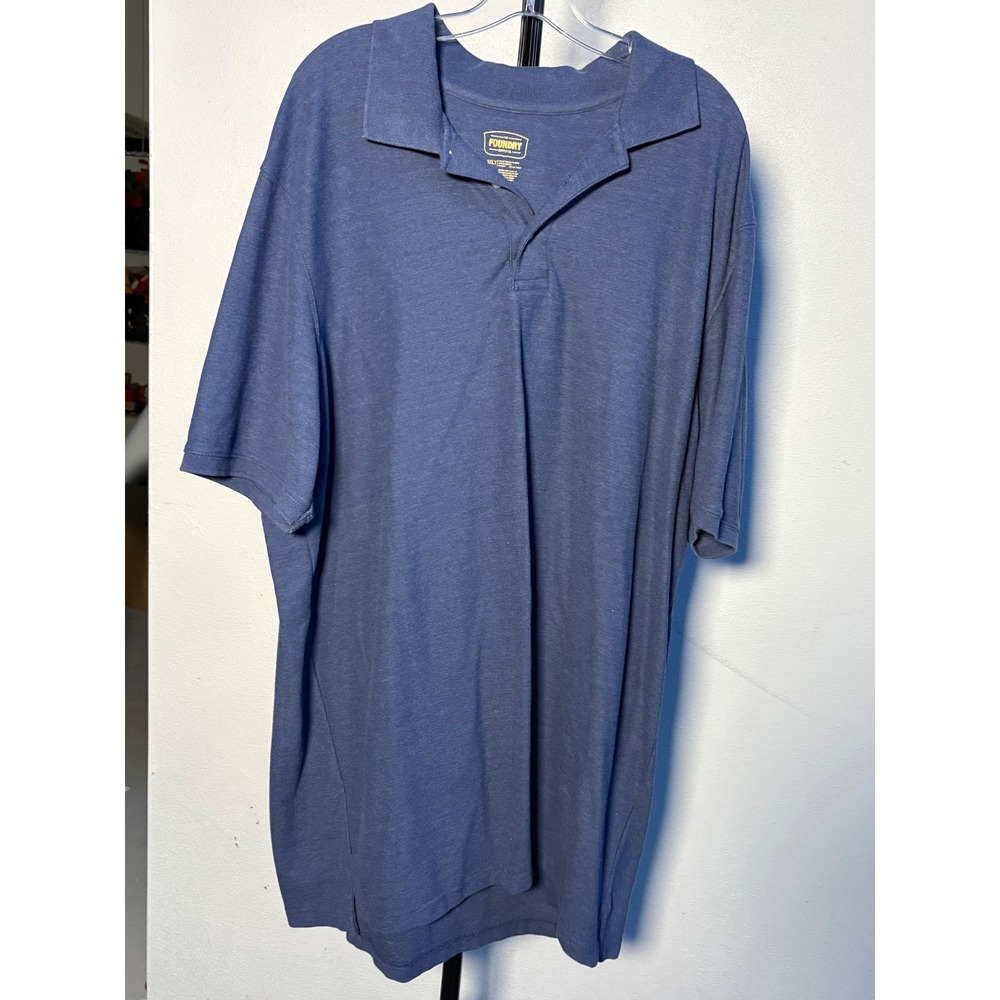 The Foundry Supply Co Men 3XLT Blue Heathered Short Sleeve Polo Shirt Big & Tall